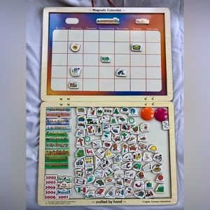 Magnetic Wooden Calendar with Holiday, Season, Month, & Date Magnets